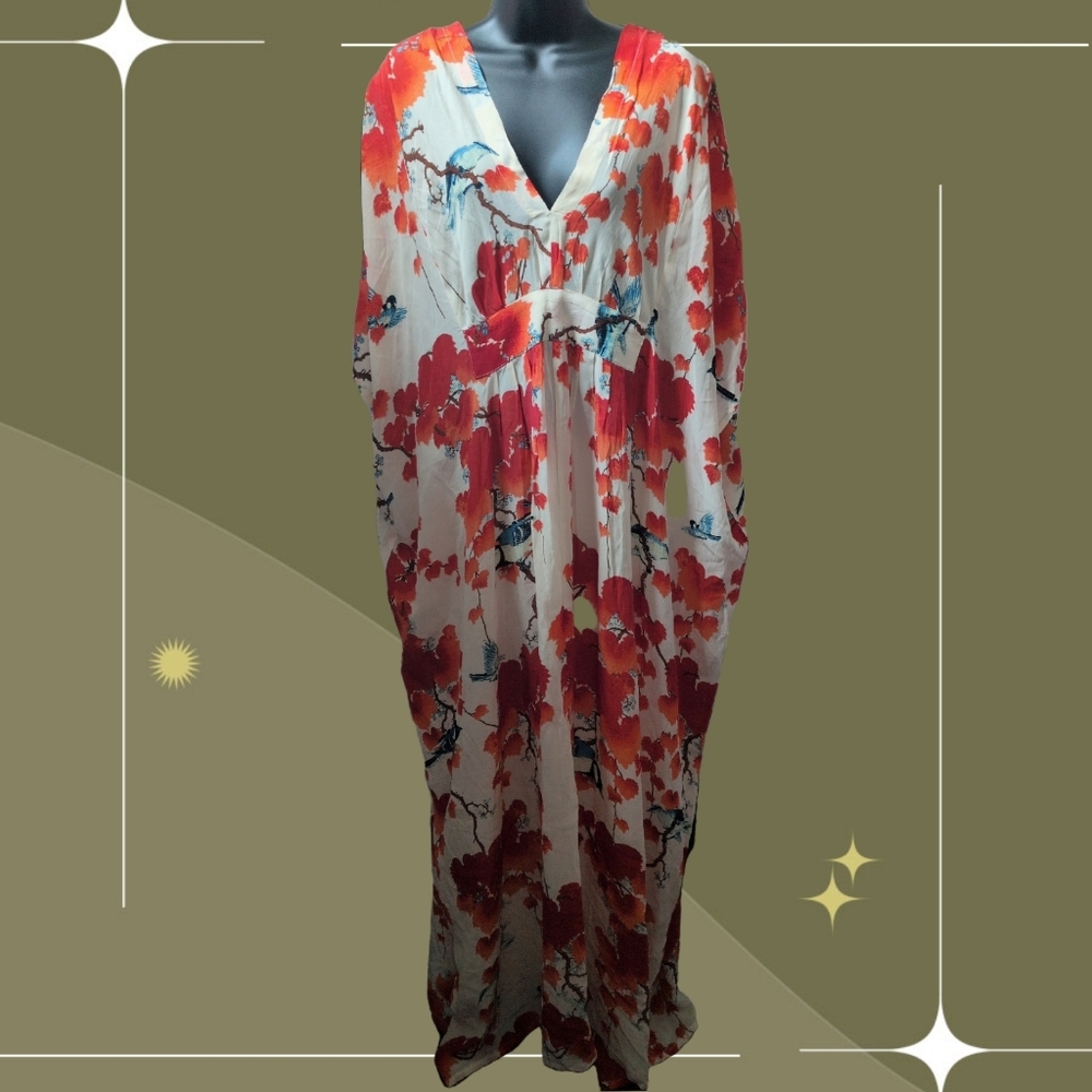 ✨ Osfm One Hundred Stars Margaux Kaftan Maxi Dress Acer Bird Red
